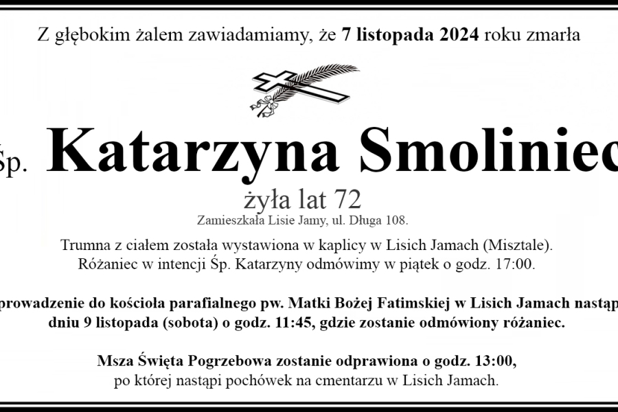 Zmarła Katarzyna Smoliniec